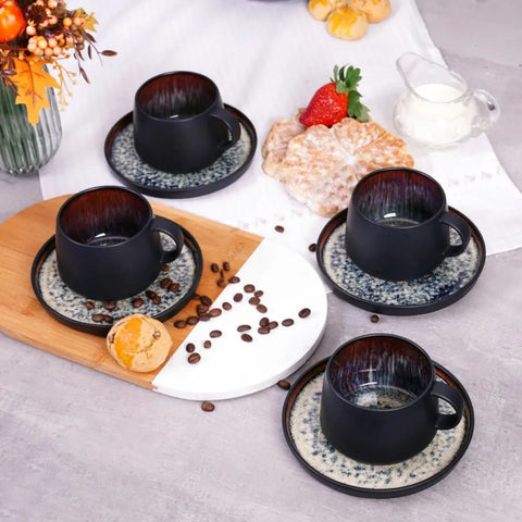 Coffret de tasses à thé Karaca Black Galactic Reactive, 8 pièces