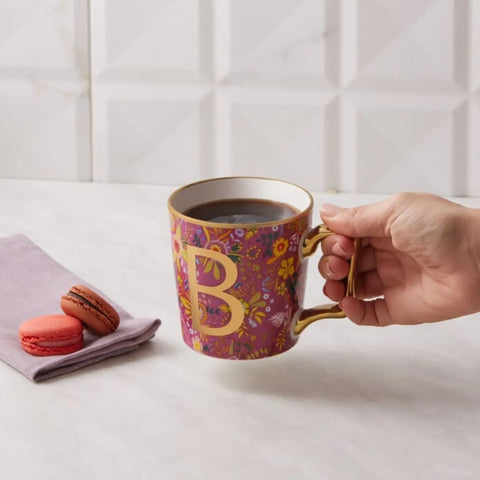 Mug Karaca avec fleurs et lettre B, 350 ml