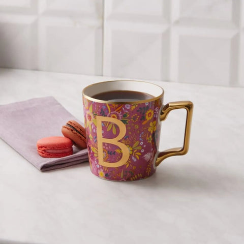 Mug Karaca avec fleurs et lettre B, 350 ml