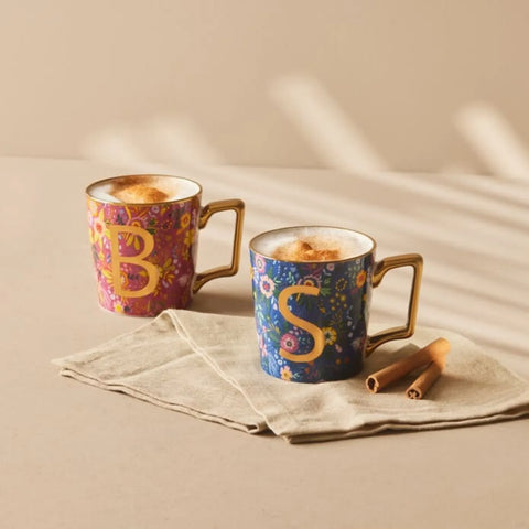 Mug Karaca avec fleurs et lettre B, 350 ml