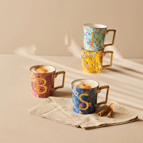 Mug Karaca avec fleurs et lettre B, 350 ml