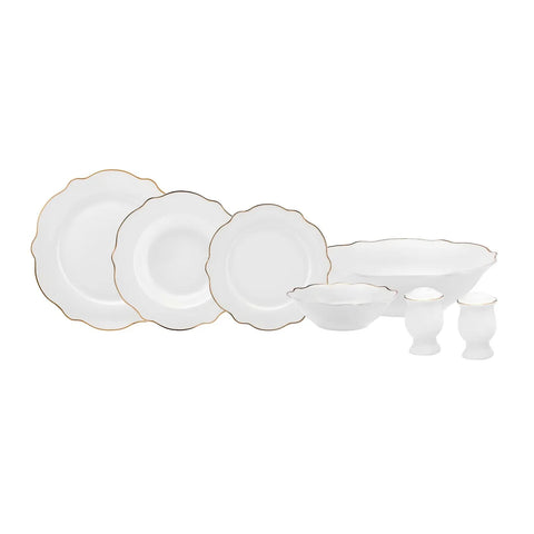 Service de table Karaca Daisy Gold Wave Shape pour 6 personnes avec saladier, 27 pièces 