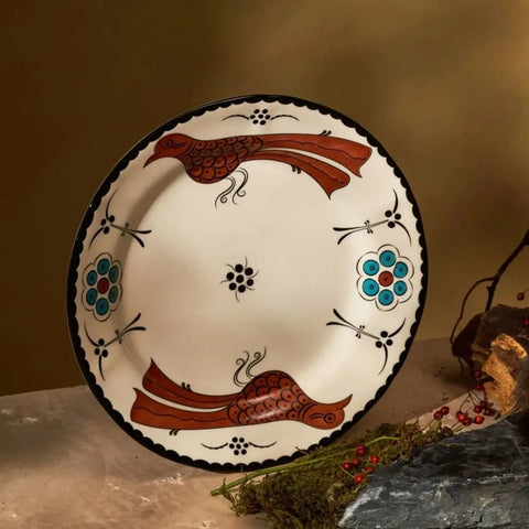 Assiette de présentation Karaca gamme Paye Selcuklu oiseau, 26 cm