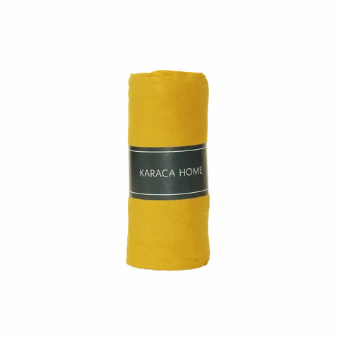Drap-housse Karaca Home en tissu peigné pour lit double, jaune moutarde