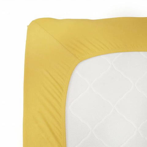 Drap-housse Karaca Home en tissu peigné pour lit double, jaune moutarde