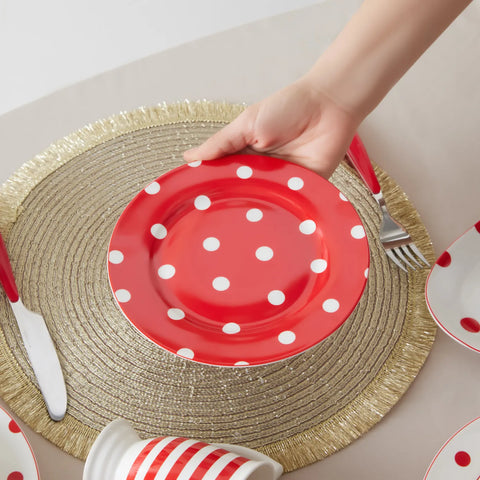 Assiette à dessert Karaca Polka Dot en porcelaine, 19 cm, rouge
