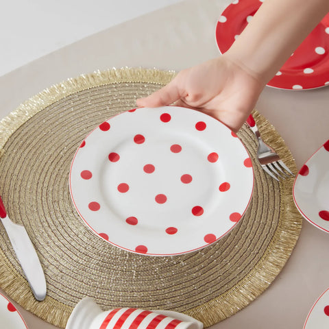 Assiette à dessert Karaca Polka Dot en porcelaine, 19 cm, blanc