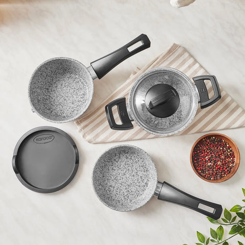 Batterie de cuisine Karaca Biogranit, 5 pièces, pierre grise
