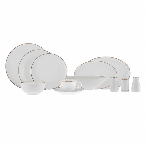 Service de table Karaca Rowan pour 12 personnes, 69 pièces, New Generation Bone, or