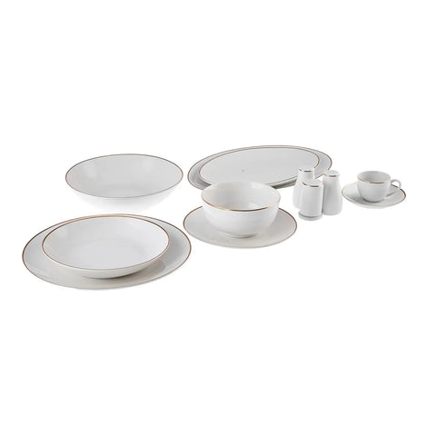 Service de table Karaca Rowan pour 12 personnes, 69 pièces, New Generation Bone, or