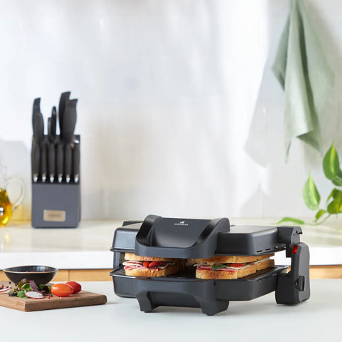 Multigril et appareil à croque-monsieur Karaca Future Essential 1 800 W, noir mat