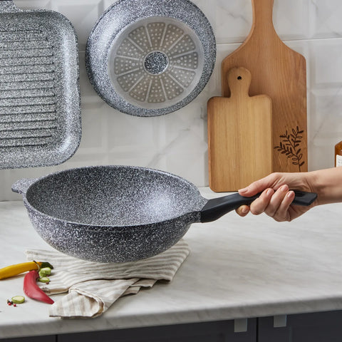 Wok Karaca Serra Biogranit, 28 cm, gris