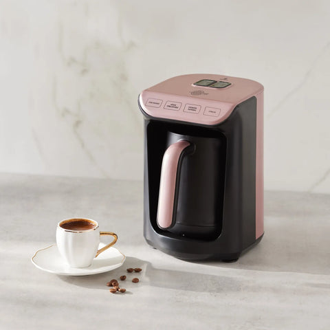 Machine à café turc Karaca Hatır avec fonction torréfaction, couleur roseberry