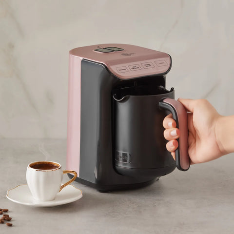 Machine à café turc Karaca Hatır avec fonction torréfaction, couleur roseberry