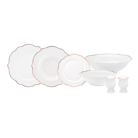 Service de table Karaca Daisy Rose Wave Shape pour 6 personnes, 27 pièces