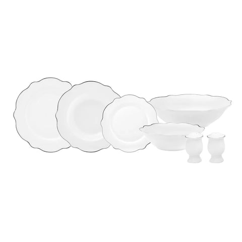 Service de table Karaca Daisy Platinium Wave Shape pour 6 personnes, 24 pièces