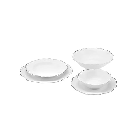 Service de table Karaca Daisy Platinium Wave Shape pour 6 personnes, 24 pièces