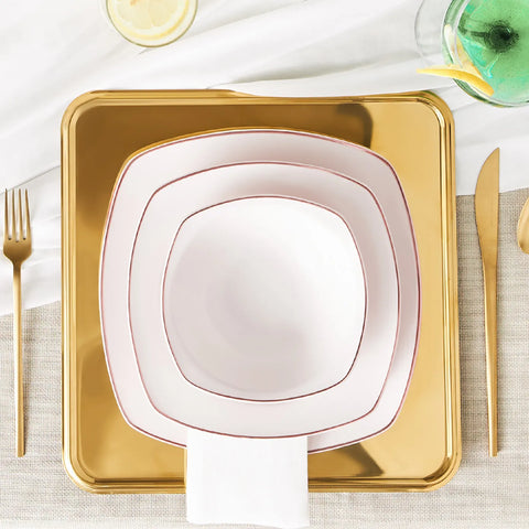 Service de table Karaca Roman Rose Square Shape pour 6 personnes, 27 pièces, rectangulaires