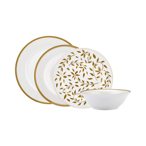 Service de table en porcelaine Karaca Roseanne Gold pour 6 personnes, 24 pièces