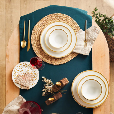 Service de table en porcelaine Karaca Roseanne Gold pour 6 personnes, 24 pièces