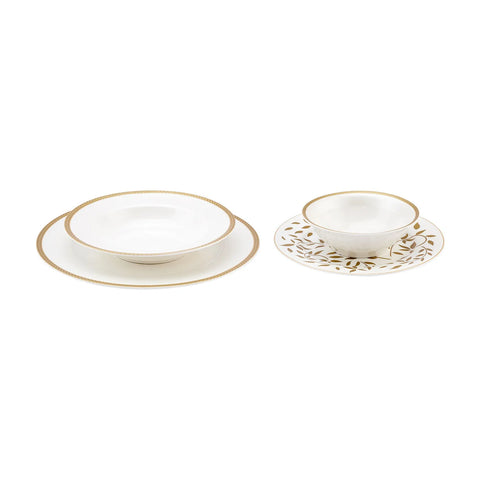Service de table en porcelaine Karaca Roseanne Gold pour 6 personnes, 24 pièces