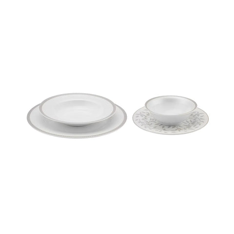 Service de table en porcelaine Karaca Roseanne Platinum pour 6 personnes, 24 pièces