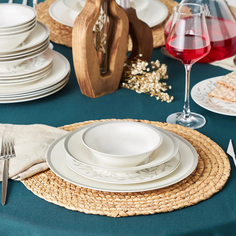 Service de table en porcelaine Karaca Roseanne Platinum pour 6 personnes, 24 pièces