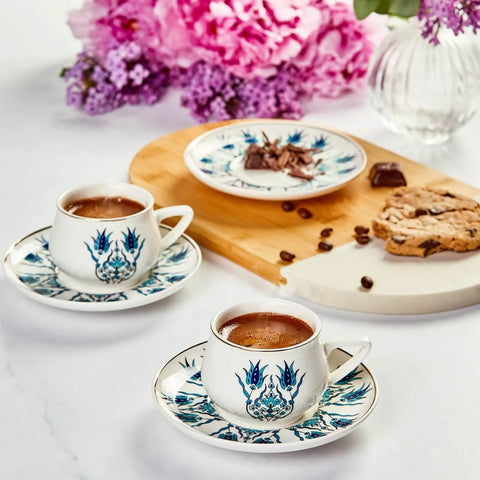 Coffret de tasses à café Karaca İznik Nouveau Modèle pour 6 personnes, 100 ml