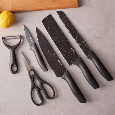 Karaca Pierre Noire Ensemble De Couteaux 6 Pièces
