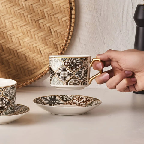 Coffret de tasses à thé Karaca Milas New Bone, 2 personnes, 230 ml