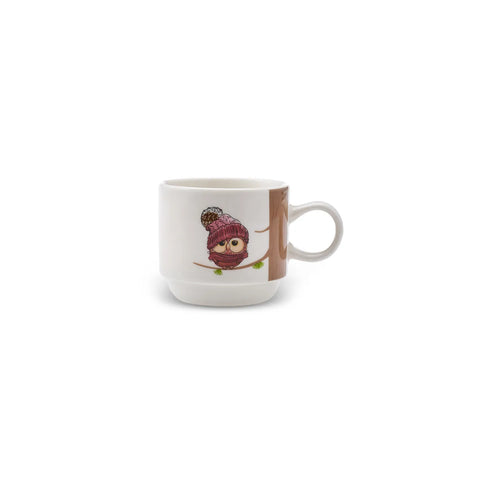Tasses à thé Karaca Owl avec support, 4 pièces, 160 ml