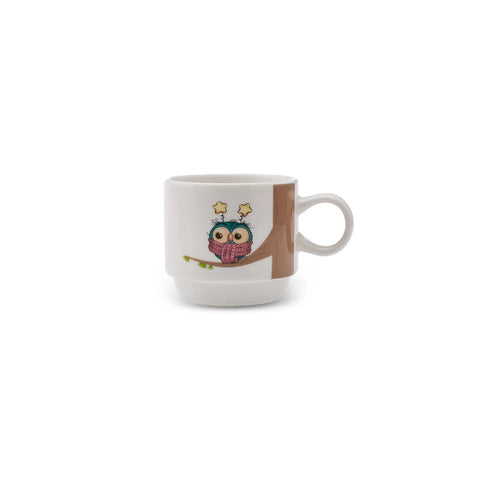 Tasses à thé Karaca Owl avec support, 4 pièces, 160 ml