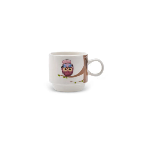 Tasses à thé Karaca Owl avec support, 4 pièces, 160 ml
