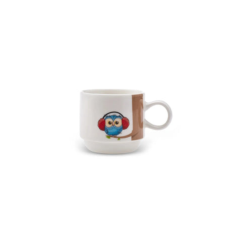 Tasses à thé Karaca Owl avec support, 4 pièces, 160 ml