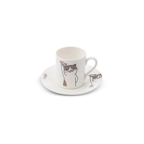 Coffret de tasses à café Karaca Chat pour 2 personnes, 80 ml