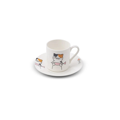 Coffret de tasses à café Karaca Chat pour 2 personnes, 80 ml