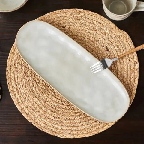 Assiette ovale Karaca Aria Reactive Glaze, 38cm, Beige