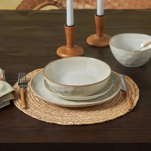 Service de table Karaca Aria Reactive en porcelaine pour 6 personnes, 24 pièces, beige