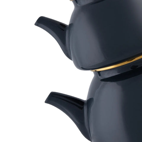 Théière et bouilloire Karaca Retro en émail, anthracite