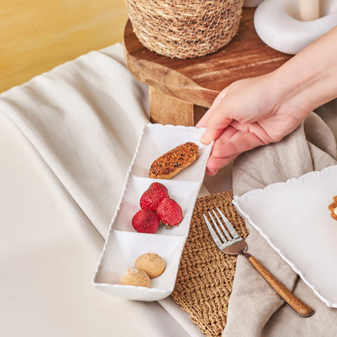 Coupelle Karaca Ivy à 3 emplacements pour gâteaux apéritifs, 30 cm