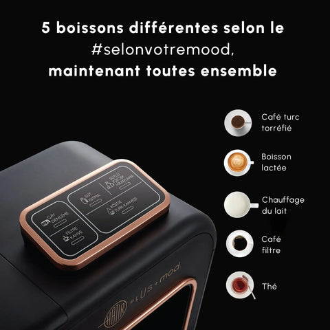 Machine à café et à thé Karaca Hatır Plus Mod 5 en 1, 1 385 W, noir et cuivre