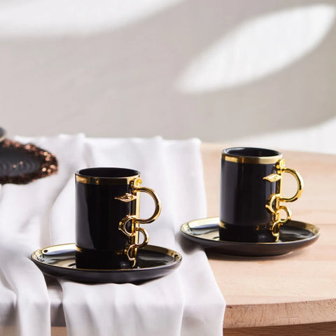 Coffret de 2 tasses à café Karaca Şahmeran, 100 ml, noir