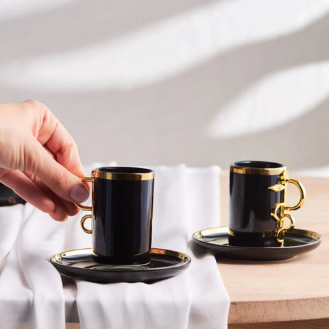 Coffret de 2 tasses à café Karaca Şahmeran, 100 ml, noir