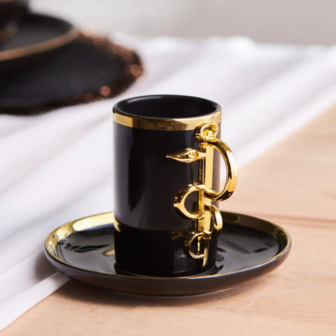 Coffret de 2 tasses à café Karaca Şahmeran, 100 ml, noir