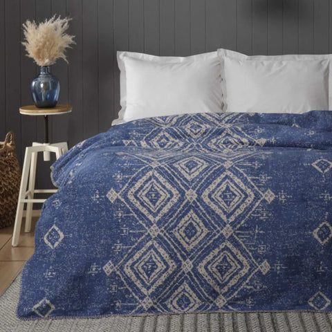Couverture Karaca Home Gemma double, coton, indigo