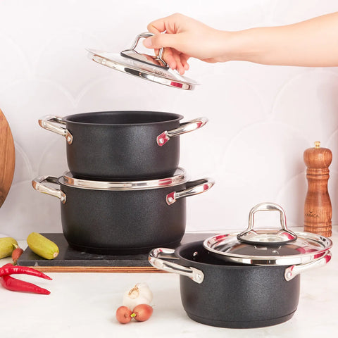 Batterie de cuisine Karaca Diamond Steel Plus taille moyenne, 6 pièces
