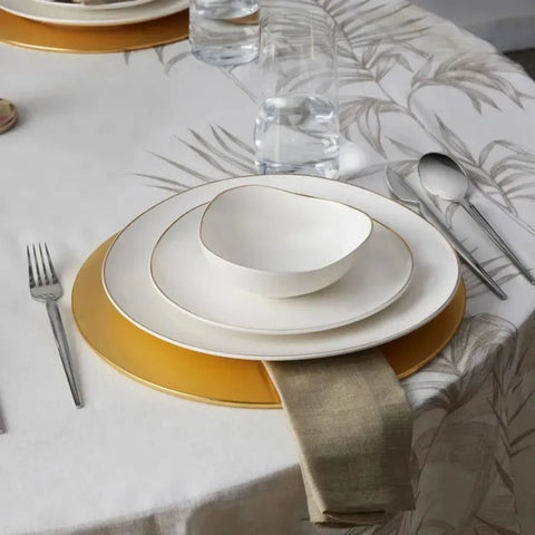 Service de table Karaca Middle Streamline pour 4 personnes, 12 pièces, New Generation Bone, or