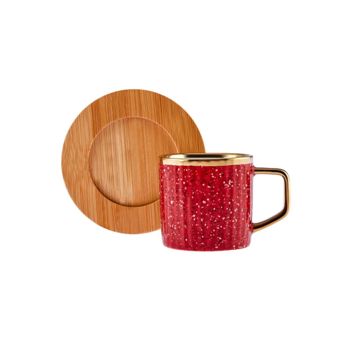 Tasses à Café Turc Coffret De 6 Tasses à Café Karaca 90 Ml Avec Soucoupes Et Plateau Bambou - Coloré, Pour Café, Thé, Espresso Tasses Colorées 90ml