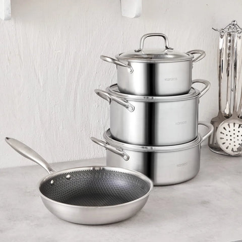 Batterie de cuisine Karaca PowerSteel 316+ Acier compatibles induction, 7 pièces 