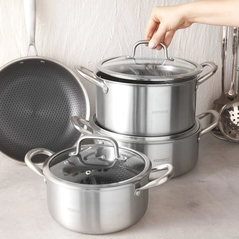 Batterie de cuisine Karaca PowerSteel 316+ Acier compatibles induction, 7 pièces 